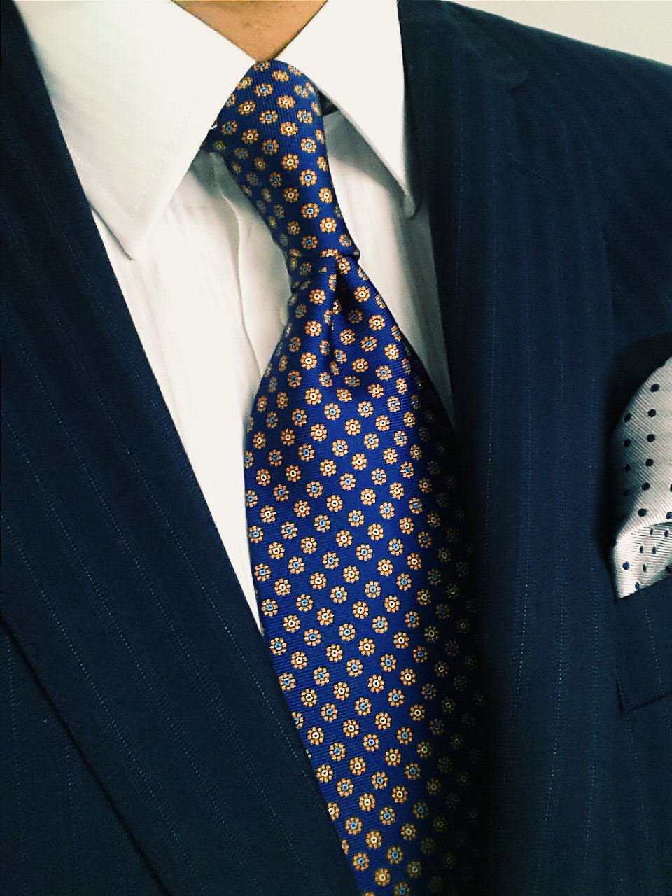 Blue Printed Floral Silk Tie | Panah London