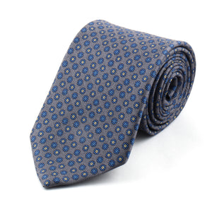 Grey Floral Printed Silk Tie | Panah London