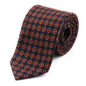 Navy Blue Printed Silk Tie | Panah London