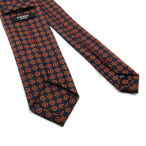 Navy Blue Printed Silk Tie | Panah London