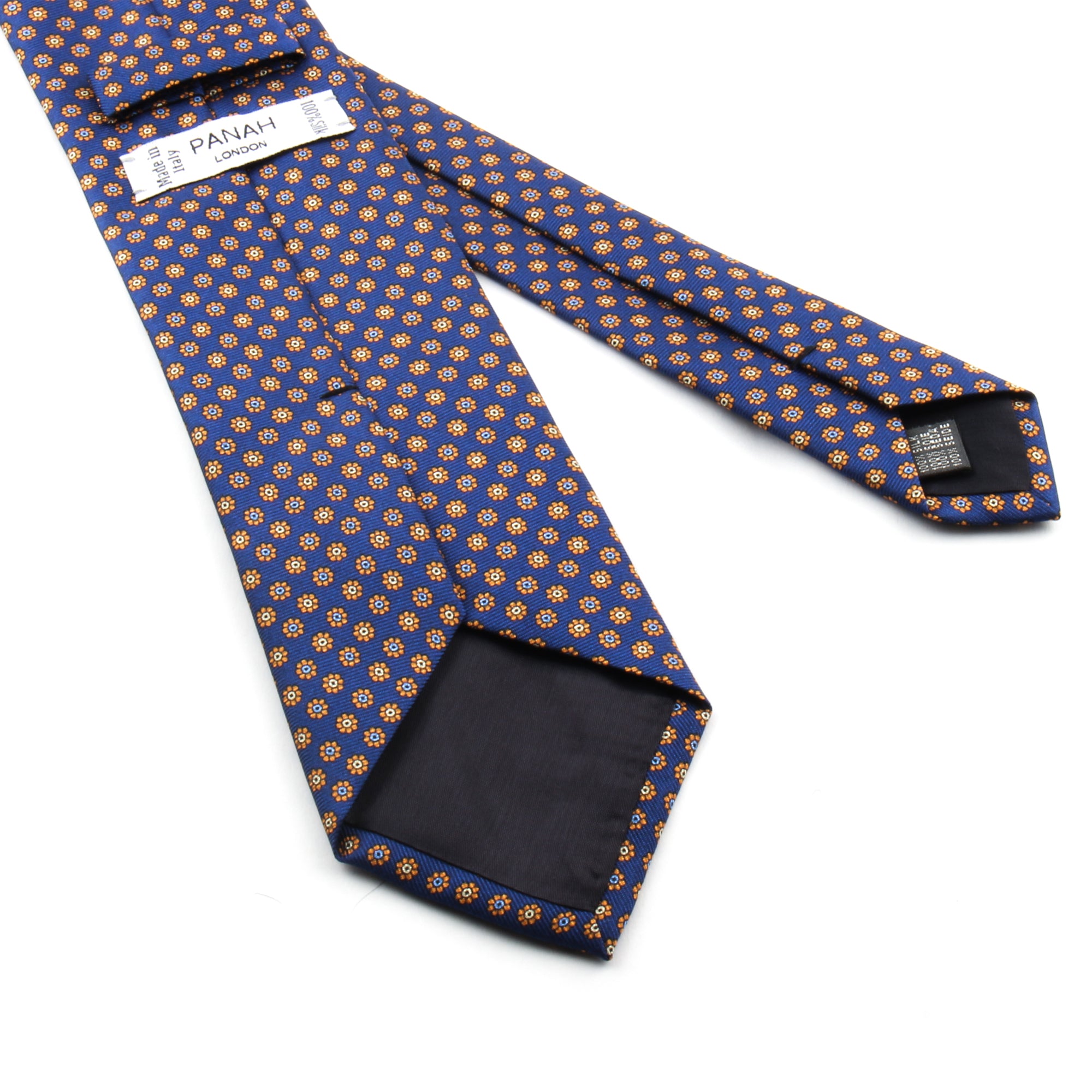 Blue Printed Floral Silk Tie | Panah London